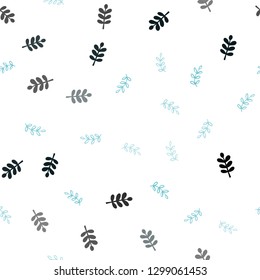 Dark BLUE vector seamless doodle template with leaves. A vague abstract illustration with leaves in doodles style. Design for textile, fabric, wallpapers.