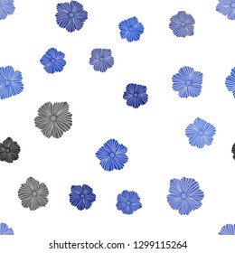 Dark BLUE vector seamless doodle background with flowers. Shining colored illustration with flowers. Pattern for design of fabric, wallpapers.