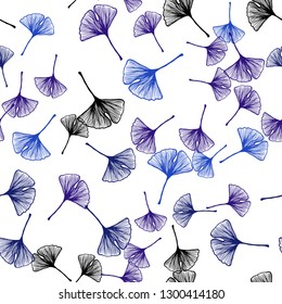 Dark BLUE vector seamless doodle backdrop with leaves. Modern geometrical abstract illustration with leaves. Texture for window blinds, curtains.