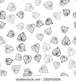 Dark BLUE vector seamless doodle layout with leaves. Decorative illustration with doodles on abstract template. Pattern for design of fabric, wallpapers.