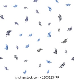 Dark BLUE vector seamless doodle pattern with leaves. Brand new colored illustration in blurry style with leaves. Pattern for design of fabric, wallpapers.