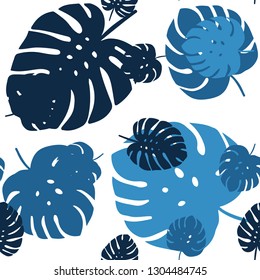Dark BLUE vector seamless doodle background with leaves. leaves on elegant natural pattern with gradient. Template for business cards, websites.