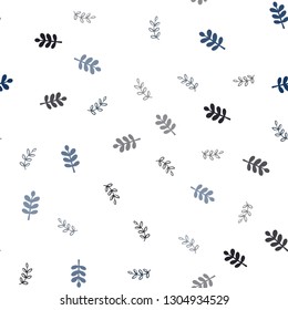 Dark BLUE vector seamless doodle background with leaves. Decorative illustration with doodles on abstract template. Pattern for trendy fabric, wallpapers.