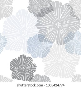 Dark BLUE vector seamless doodle layout with flowers. Colorful illustration in doodle style with flowers. Pattern for design of fabric, wallpapers.