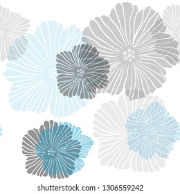 Dark BLUE vector seamless doodle background with flowers. Colorful illustration in doodle style with flowers. Design for wallpaper, fabric makers.