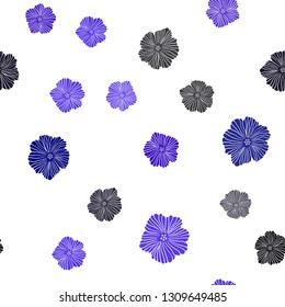 Dark BLUE vector seamless doodle pattern with flowers. Brand new colored illustration with flowers. Pattern for trendy fabric, wallpapers.