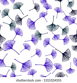 Dark BLUE vector seamless doodle background with leaves. A vague abstract illustration with leaves in doodles style. Template for business cards, websites.