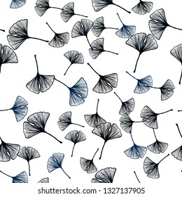 Dark BLUE vector seamless doodle layout with leaves. Brand new colored illustration in blurry style with leaves. Pattern for trendy fabric, wallpapers.
