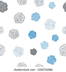 Dark BLUE vector seamless doodle layout with flowers. Brand new colored illustration with flowers. Design for textile, fabric, wallpapers.