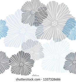 Dark BLUE vector seamless doodle backdrop with flowers. Modern abstract illustration with flowers. Design for textile, fabric, wallpapers.