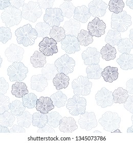 Dark BLUE vector seamless doodle layout with flowers. Illustration with colorful abstract doodle flowers. Design for textile, fabric, wallpapers.