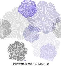 Dark BLUE vector seamless doodle template with flowers. Modern abstract illustration with flowers. Pattern for trendy fabric, wallpapers.