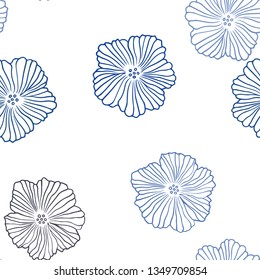 Dark BLUE vector seamless doodle layout with flowers. Illustration with colorful abstract doodle flowers. Design for textile, fabric, wallpapers.