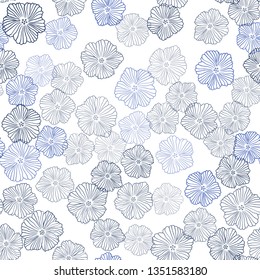 Dark BLUE vector seamless doodle backdrop with flowers. Flowers with gradient on white background. Pattern for trendy fabric, wallpapers.