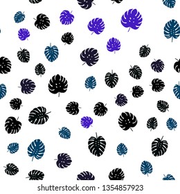 Dark BLUE vector seamless doodle background with leaves. New colorful illustration in doodle style with leaves. Template for business cards, websites.