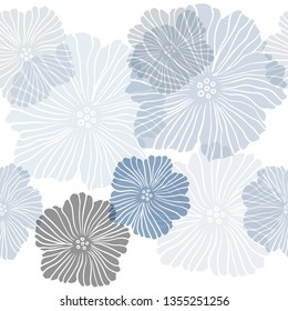 Dark BLUE vector seamless doodle layout with flowers. Modern abstract illustration with flowers. Design for wallpaper, fabric makers.