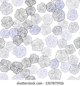 Dark BLUE vector seamless doodle layout with flowers. Glitter abstract illustration with flowers. Template for business cards, websites.