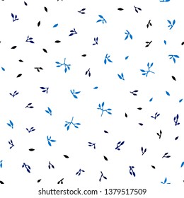 Dark BLUE vector seamless doodle background with leaves. Creative illustration in blurred style with leaves. Pattern for trendy fabric, wallpapers.