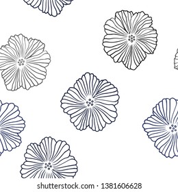Dark BLUE vector seamless doodle backdrop with flowers. Shining colored illustration with flowers. Template for business cards, websites.