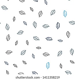 Dark BLUE vector seamless doodle pattern with leaves. Brand new colored illustration in blurry style with leaves. Texture for window blinds, curtains.