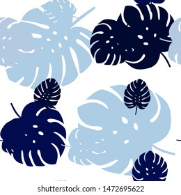 Dark BLUE vector seamless doodle backdrop with leaves. Colorful abstract illustration with leaves in doodle style. Design for wallpaper, fabric makers.