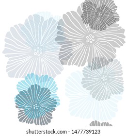 Dark BLUE vector seamless doodle background with flowers. Modern abstract illustration with flowers. Template for business cards, websites.