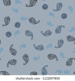 Dark BLUE vector seamless elegant pattern with leaves and flowers. Creative illustration in blurred style with leaves, flowers. Brand new style for your business design.