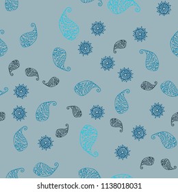 Dark BLUE vector seamless elegant background with leaves and flowers. An elegant bright illustration with leaves and flowers. Completely new template for your design.