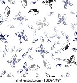 Dark BLUE vector seamless elegant wallpaper with leaves. Colorful abstract illustration with leaves in doodle style. Design for textile, fabric, wallpapers.