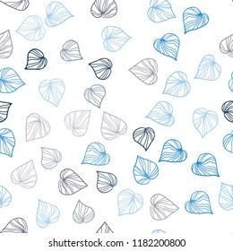 Dark BLUE vector seamless elegant pattern with leaves. Colorful abstract illustration with leaves in doodle style. Pattern for trendy fabric, wallpapers.