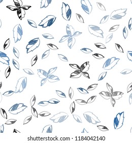 Dark BLUE vector seamless elegant wallpaper with leaves. Blurred decorative design in Indian style with leaves. Pattern for design of window blinds, curtains.