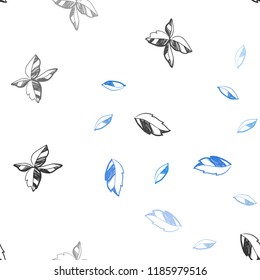 Dark BLUE vector seamless elegant background with leaves. Blurred decorative design in Indian style with leaves. Design for textile, fabric, wallpapers.
