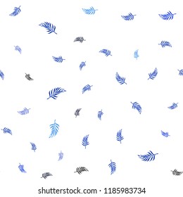 Dark BLUE vector seamless elegant template with leaves. Modern geometrical abstract illustration with leaves. Pattern for trendy fabric, wallpapers.