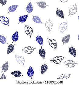 Dark BLUE vector seamless elegant wallpaper with leaves. Colorful illustration in doodle style with leaves. Pattern for trendy fabric, wallpapers.