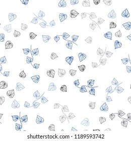 Dark BLUE vector seamless elegant wallpaper with leaves. New colorful illustration in doodle style with leaves. Pattern for design of fabric, wallpapers.