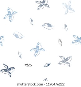 Dark BLUE vector seamless elegant background with leaves. Decorative illustration with doodles on abstract template. Pattern for design of window blinds, curtains.