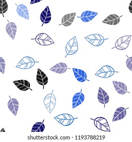 Dark BLUE vector seamless elegant wallpaper with leaves. Brand new colored illustration in blurry style with leaves. Pattern for design of fabric, wallpapers.