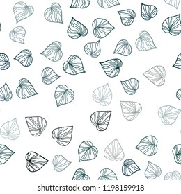 Dark BLUE vector seamless elegant background with leaves. Decorative illustration with doodles on abstract template. Design for textile, fabric, wallpapers.