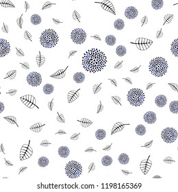 Dark BLUE vector seamless elegant wallpaper with leaves, flowers. Shining colorful illustration with leaves, flowers. Design for textile, fabric, wallpapers.