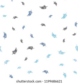 Dark BLUE vector seamless elegant background with leaves. New colorful illustration in doodle style with leaves. Pattern for trendy fabric, wallpapers.
