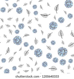 Dark BLUE vector seamless elegant template with leaves, flowers. Design in Indian style on white background. Trendy design for wallpaper, fabric makers.