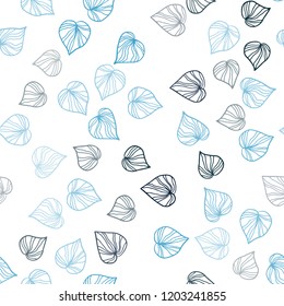 Dark BLUE vector seamless elegant background with leaves. Decorative illustration with doodles on abstract template. Design for textile, fabric, wallpapers.