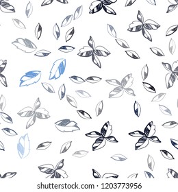 Dark BLUE vector seamless elegant pattern with leaves. New colorful illustration in doodle style with leaves. Trendy design for wallpaper, fabric makers.