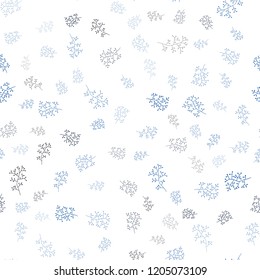 Dark BLUE vector seamless elegant wallpaper with leaves, branches. Illustration with doodles on abstract template. Trendy design for wallpaper, fabric makers.