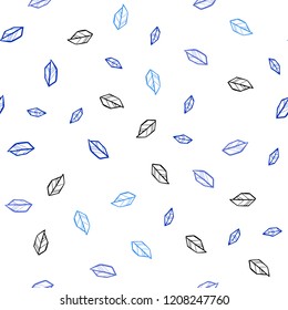 Dark BLUE vector seamless elegant pattern with leaves. A vague abstract illustration with leaves in doodles style. Pattern for design of fabric, wallpapers.