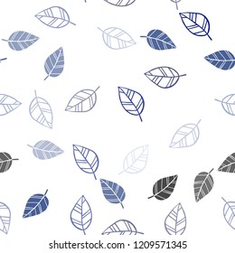 Dark BLUE vector seamless elegant pattern with leaves. Blurred decorative design in Indian style with leaves. Pattern for design of window blinds, curtains.