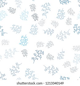 Dark BLUE vector seamless elegant background with branches. Colorful abstract illustration with leaves in doodle style. Design for textile, fabric, wallpapers.