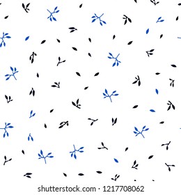 Dark BLUE vector seamless elegant template with leaves. Colorful illustration in doodle style with leaves. Pattern for trendy fabric, wallpapers.