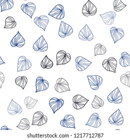 Dark BLUE vector seamless elegant pattern with leaves. New colorful illustration in doodle style with leaves. Pattern for design of window blinds, curtains.