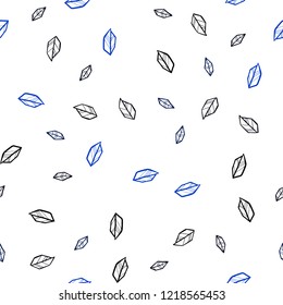 Dark BLUE vector seamless elegant wallpaper with leaves. Colorful illustration in doodle style with leaves. Design for textile, fabric, wallpapers.
